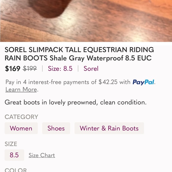 Sorel Tall Equestrian Riding Boots, shale gray waterproof, size 8.5 - Picture 7 of 7